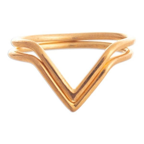 Alternate image for 18K Gold Plated Cocktail Rings with V Pattern Set of 2 Wedding Dreams