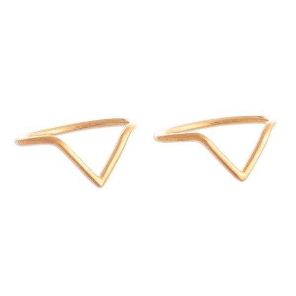 Alternate image for 18K Gold Plated Cocktail Rings with V Pattern Set of 2 Wedding Dreams