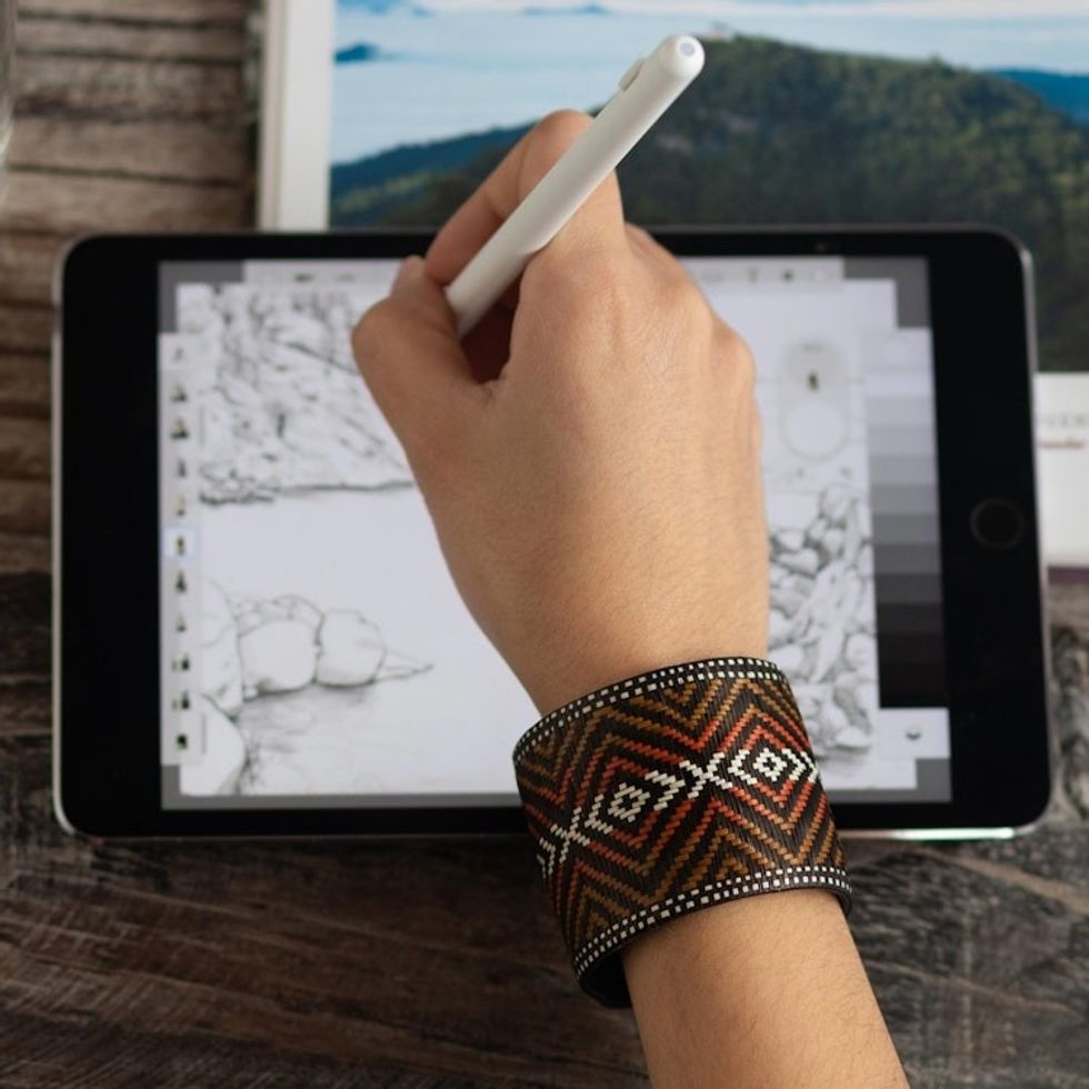 Handwoven Wide Cuff Bracelet 'Powerful Source'