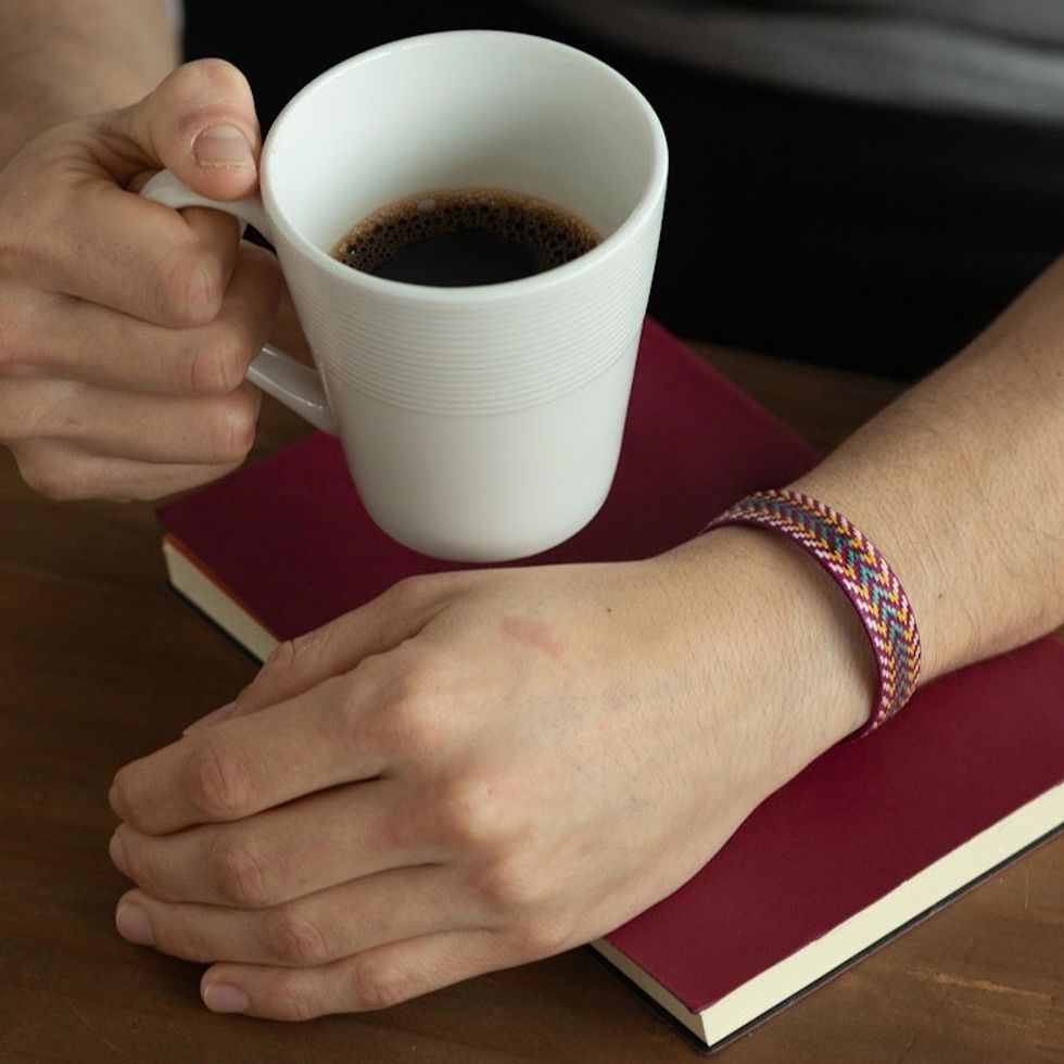 Natural Fiber Handmade Cuff Bracelet 'Between Mountain and River'