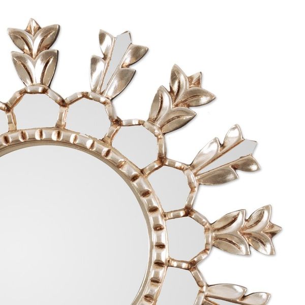 Alternate image for Fair Trade Floral Wood Mirror with Silver Finish Large Moonlit Tulips