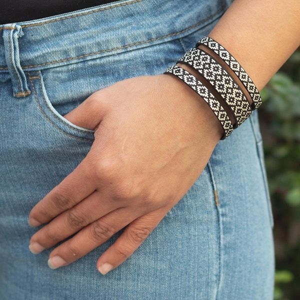 Alternate image for Handmade Woven Cuff Bracelet Dark Bird