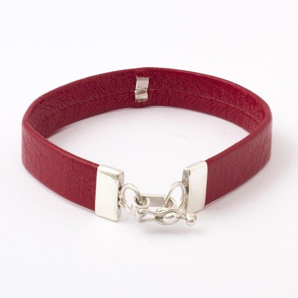 Alternate image for Red Faux Leather Unity Bracelet with Sterling Silver Red Chacana Unity
