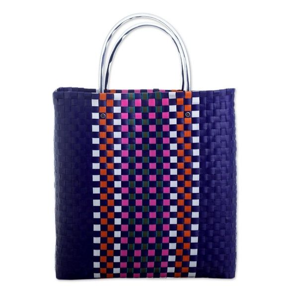 Alternate image for Recycled Materials Tote Bag Sunday Market in Blue