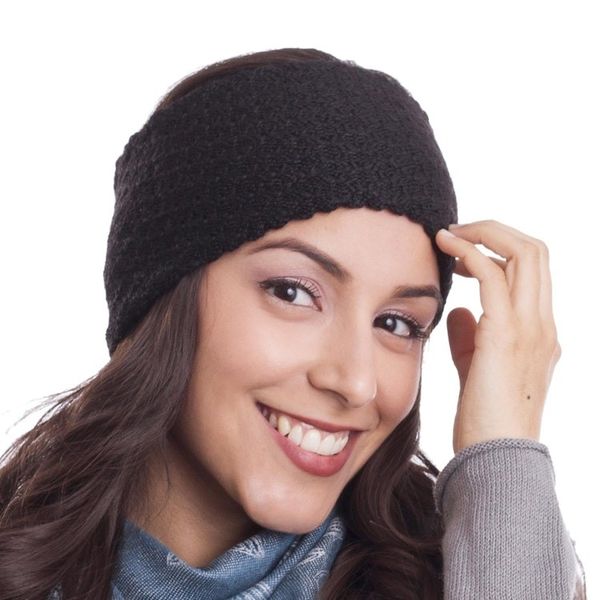 Alternate image for Wave Pattern 100 Baby Alpaca Headband in Black from Peru Passionate Waves in Black