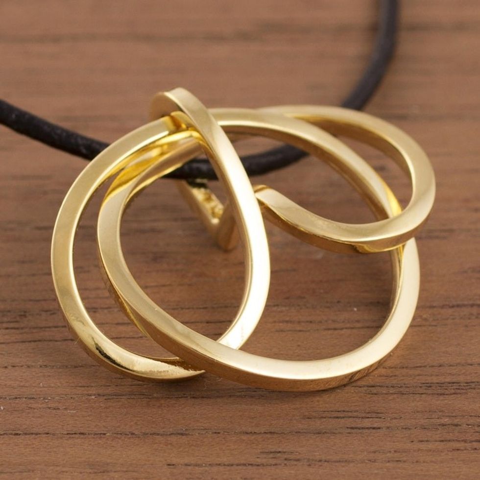 Knot-Shaped Gold Plated Copper Pendant Necklace from Peru 'Amazon Knot'