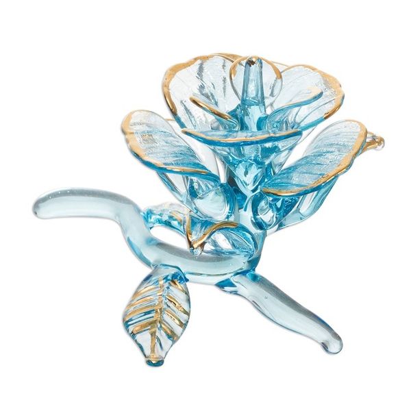 Alternate image for Gilded Blown Glass Rose Flower Figurine from Peru Celestial Rose