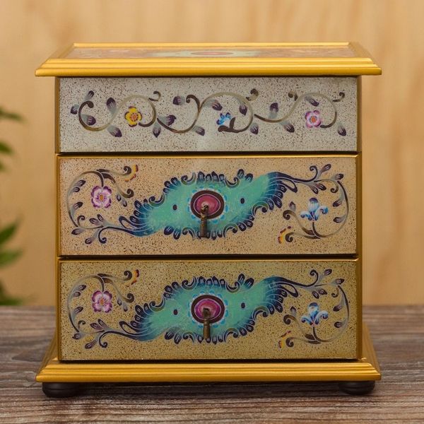 Alternate image for Hand Crafted Reverse-Painted Glass Jewelry Chest Subtle Splendor
