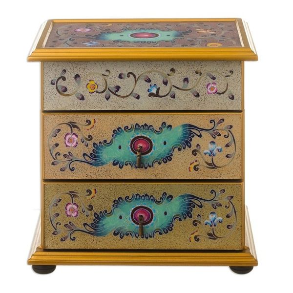Alternate image for Hand Crafted Reverse-Painted Glass Jewelry Chest Subtle Splendor