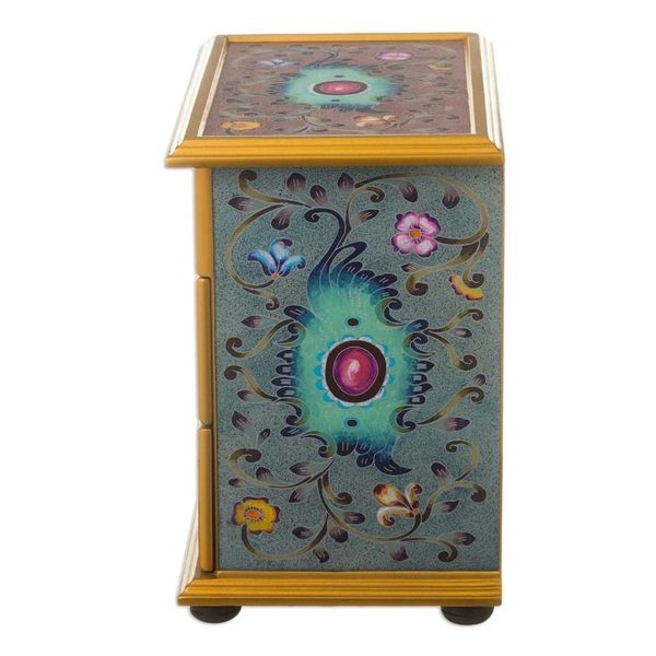 Alternate image for Hand Crafted Reverse-Painted Glass Jewelry Chest Subtle Splendor