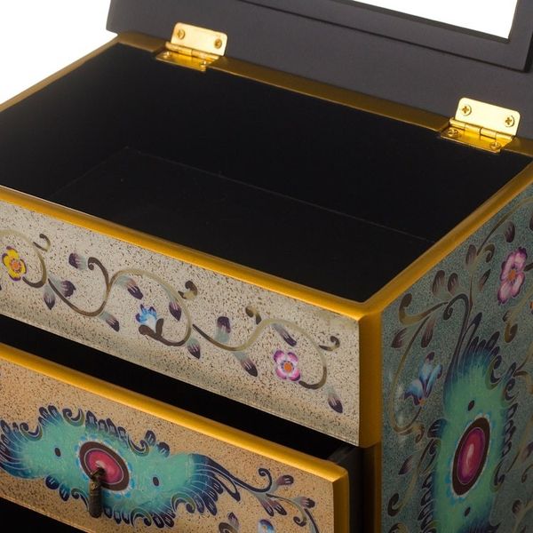 Alternate image for Hand Crafted Reverse-Painted Glass Jewelry Chest Subtle Splendor