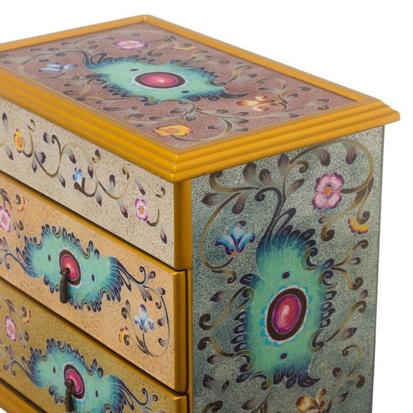 Alternate image for Hand Crafted Reverse-Painted Glass Jewelry Chest Subtle Splendor