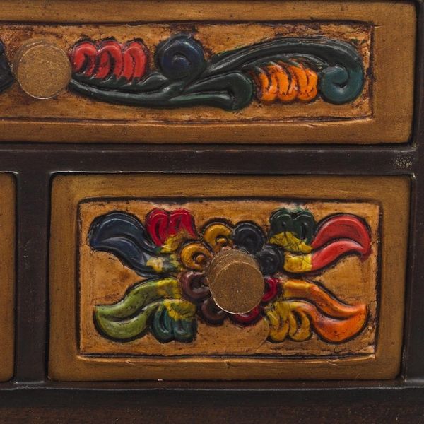Alternate image for Multicolor Cedar Wood and Leather Jewelry Box from Peru Elegant Hummingbirds