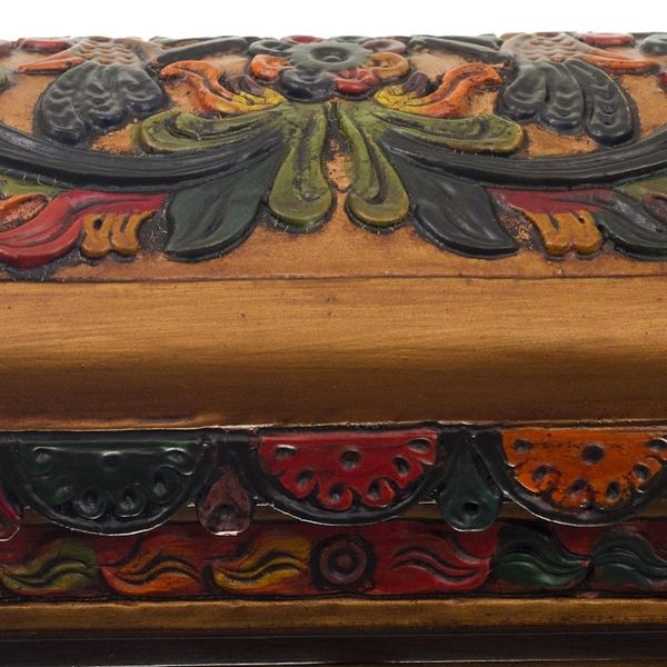 Alternate image for Multicolor Cedar Wood and Leather Jewelry Box from Peru Elegant Hummingbirds