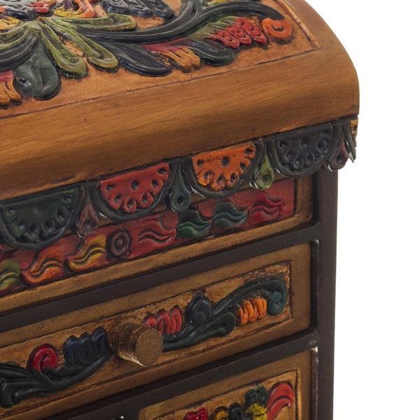 Alternate image for Multicolor Cedar Wood and Leather Jewelry Box from Peru Elegant Hummingbirds