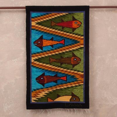 Alternate image for Fish-Themed Wool Tapestry from Peru Andean Fish
