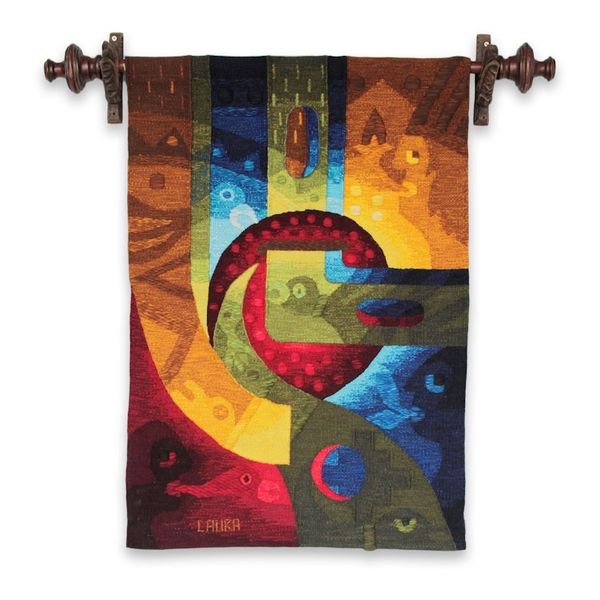 Alternate image for Handwoven Alpaca Blend Surreal Tapestry from Peru A Man Dreams