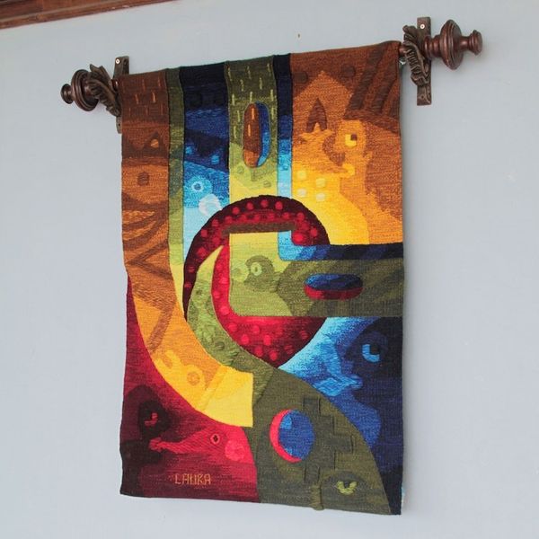Alternate image for Handwoven Alpaca Blend Surreal Tapestry from Peru A Man Dreams