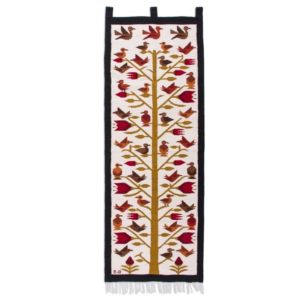 Bird-Themed Wool Tapestry from Peru 'Birds of the White Valley'