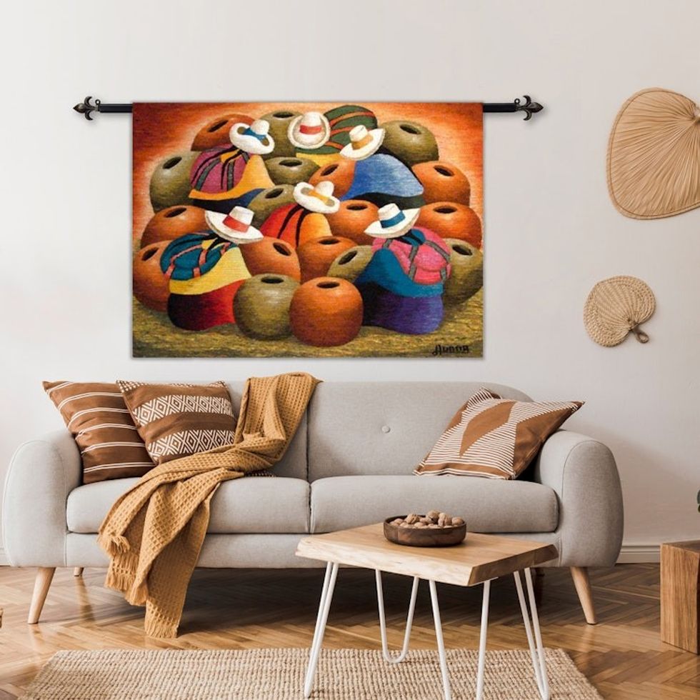Cultural Wool Tapestry Wall Hanging 'Ceramists'