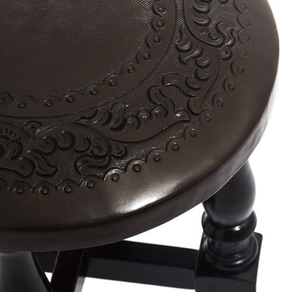 Alternate image for Fair Trade Cedar Wood Leather Brown Stool Colonial Guard