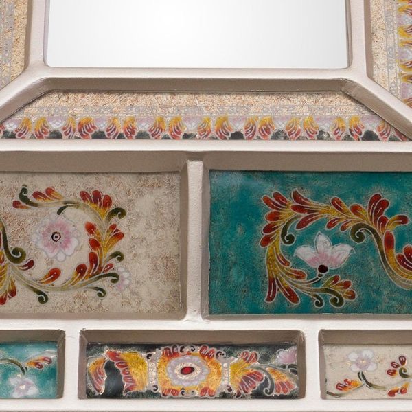 Alternate image for Silver-Tone Reverse-Painted Glass Wall Mirror from Peru Fantastic Floral