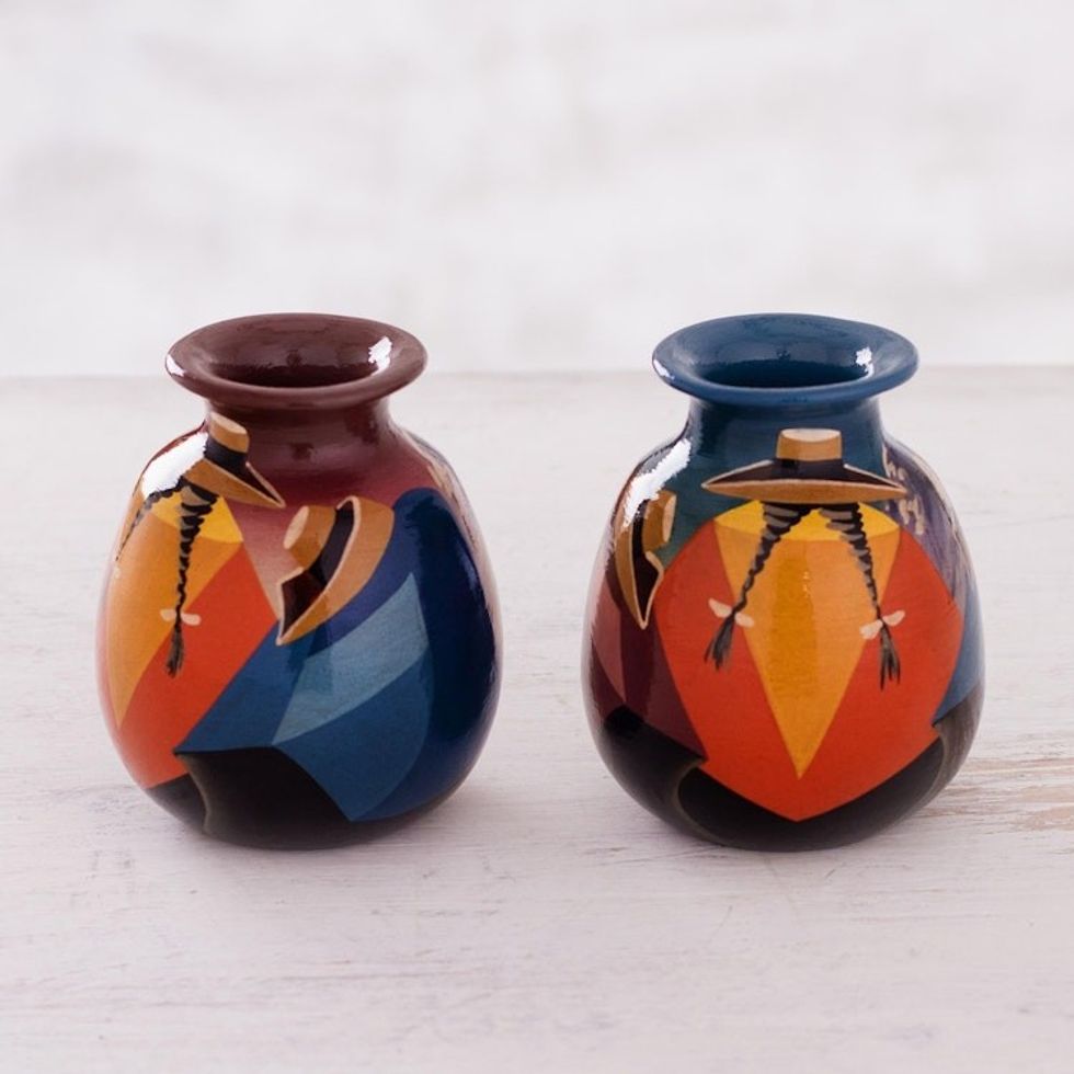 Cuzco Ceramic Vases Pair 'Get-Together'