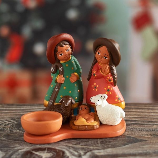 Alternate image for Hand-Painted Ceramic Andean Nativity Scene from Peru Resplendent Nativity