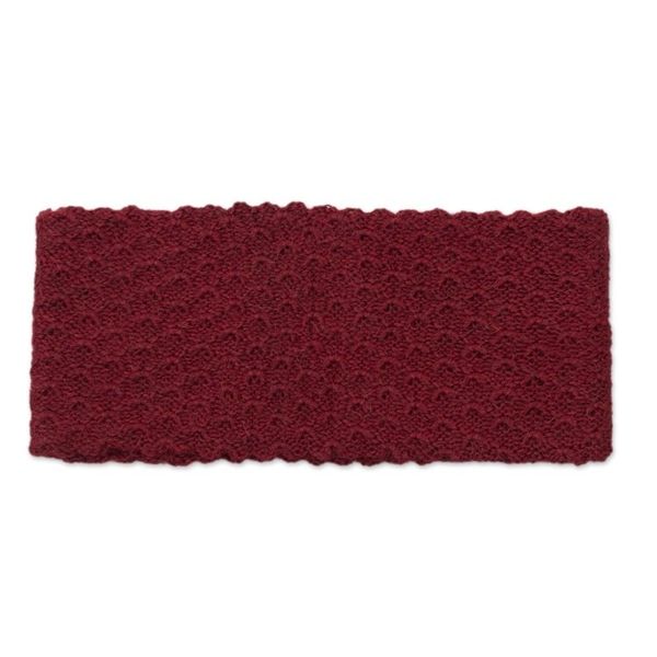 Alternate image for Wave Pattern 100 Baby Alpaca Headband in Crimson from Peru Passionate Waves in Crimson