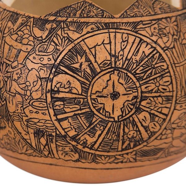 Alternate image for Hand Carved Andean Trilogy Sun and Moon Gourd Decorative Box Andean Trilogy