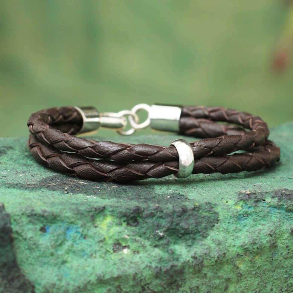 Leather Braided Men's Bracelet 'Strategy'