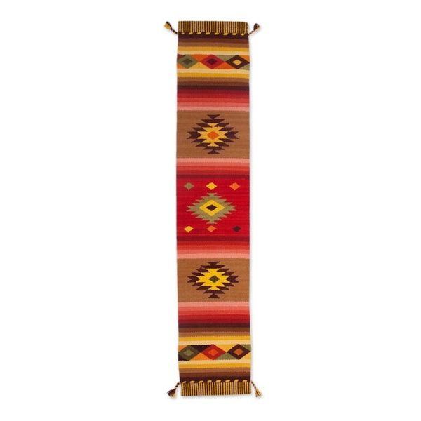 Alternate image for Artisan Crafted Wool Blend Geometric Table Runner from Peru Brilliant Sunset