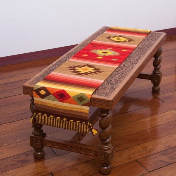Alternate image for Artisan Crafted Wool Blend Geometric Table Runner from Peru Brilliant Sunset