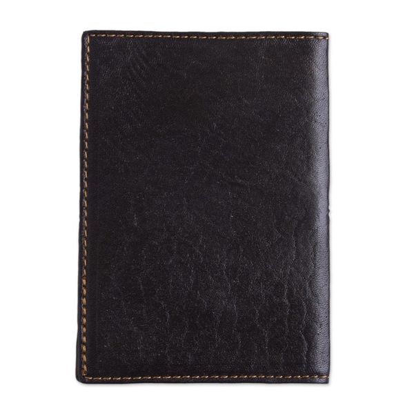 Alternate image for Dark Brown Leather Passport Cover with Incan Cross Design Inca Traveler