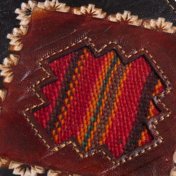 Alternate image for Dark Brown Leather Passport Cover with Incan Cross Design Inca Traveler