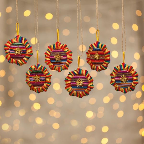 Alternate image for Cotton ornaments Set of 6 Suns and Stars