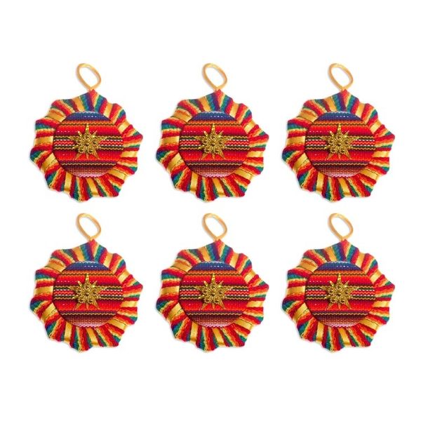 Alternate image for Cotton ornaments Set of 6 Suns and Stars