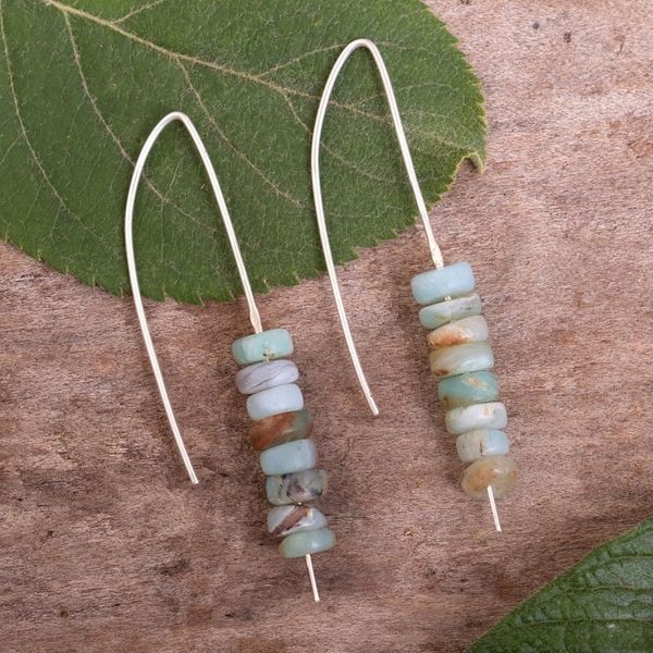 Alternate image for Handcrafted Andean Opal Drop Earrings Andean Waterfall