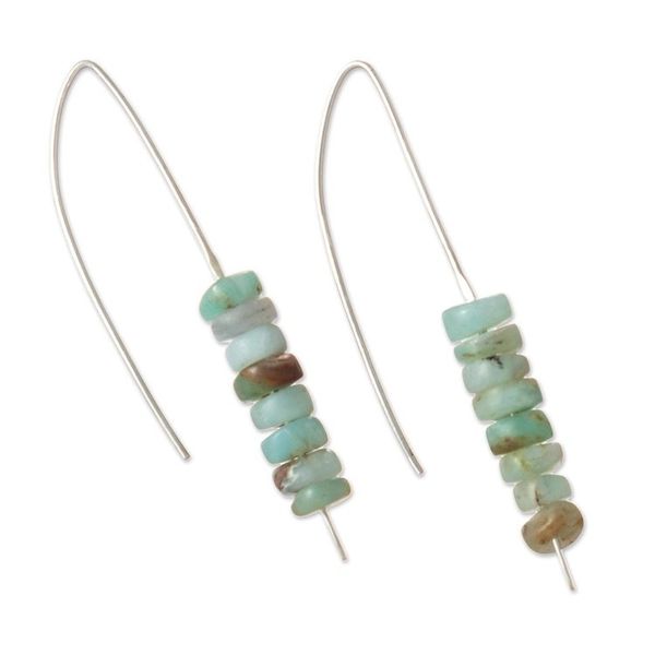 Alternate image for Handcrafted Andean Opal Drop Earrings Andean Waterfall