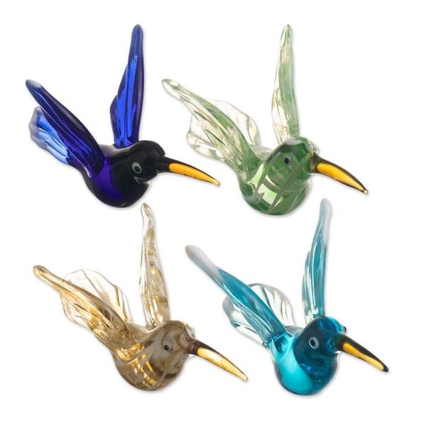 Alternate image for Handcrafted Glass Hummingbirds Set of 4 Hummingbird Flock