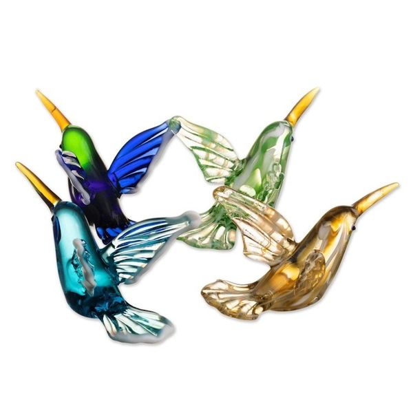 Alternate image for Handcrafted Glass Hummingbirds Set of 4 Hummingbird Flock