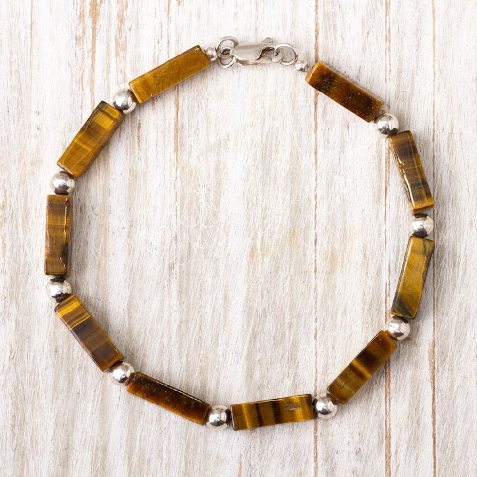 Tiger's Eye Beaded Bracelet Crafted in Peru 'Earthen Sophistication'