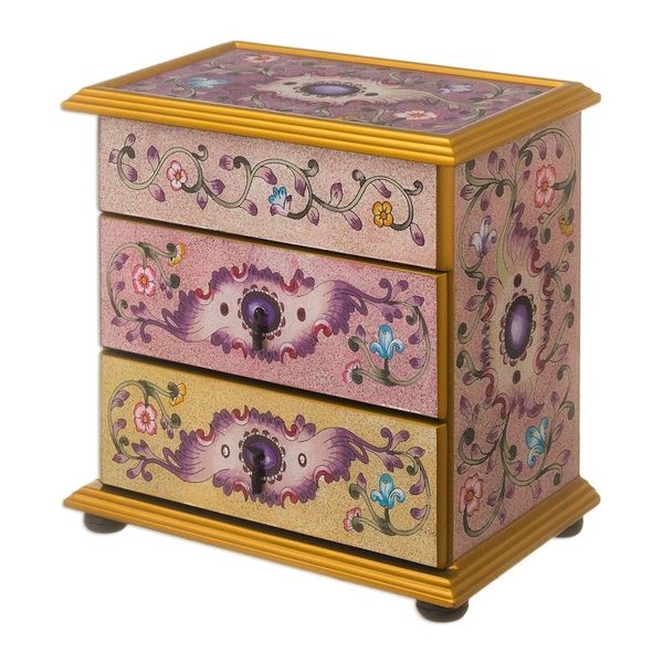 Alternate image for Small Hand Painted Glass Jewelry Chest Dawn Splendor