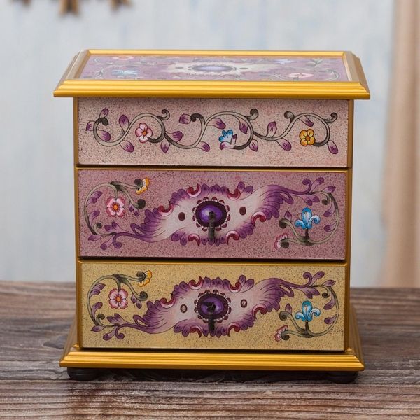 Alternate image for Small Hand Painted Glass Jewelry Chest Dawn Splendor