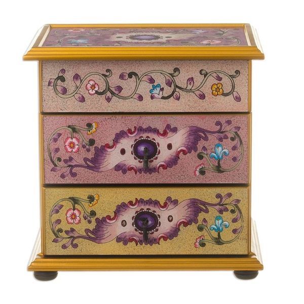Alternate image for Small Hand Painted Glass Jewelry Chest Dawn Splendor