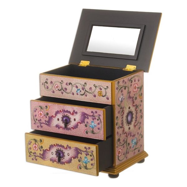 Alternate image for Small Hand Painted Glass Jewelry Chest Dawn Splendor
