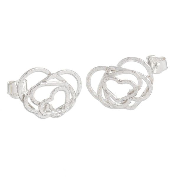 Alternate image for Sterling silver heart earrings Bubbling Love