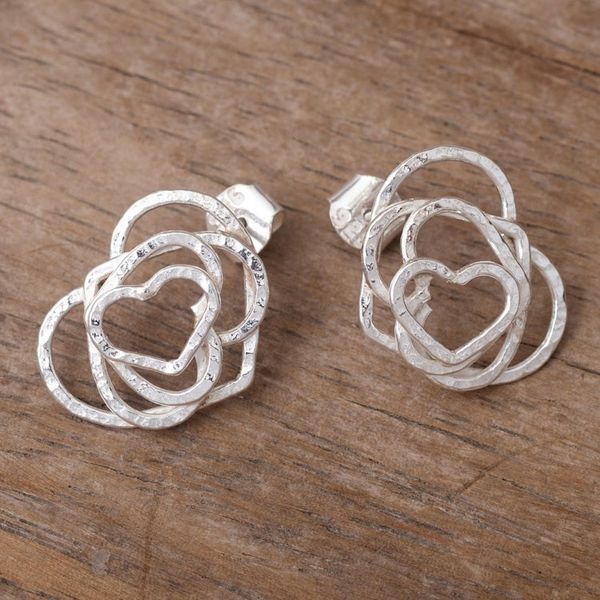 Alternate image for Sterling silver heart earrings Bubbling Love