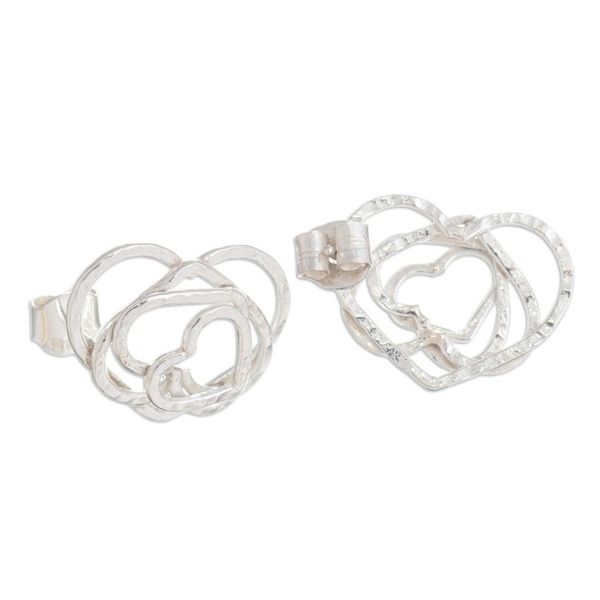 Alternate image for Sterling silver heart earrings Bubbling Love