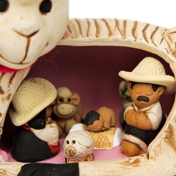 Alternate image for Hand-Painted Llama-Themed Ceramic Nativity Scene from Peru Llama Love